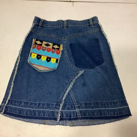 I Pinco Pallino 1950 Jean Denim Skirt Size 14 Beaded Pockets - Picture 4 of 8